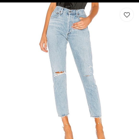 AGOLDE JAIME HIGH RISE CLASSIC JEANS Destroyed 28 - Picture 3 of 11